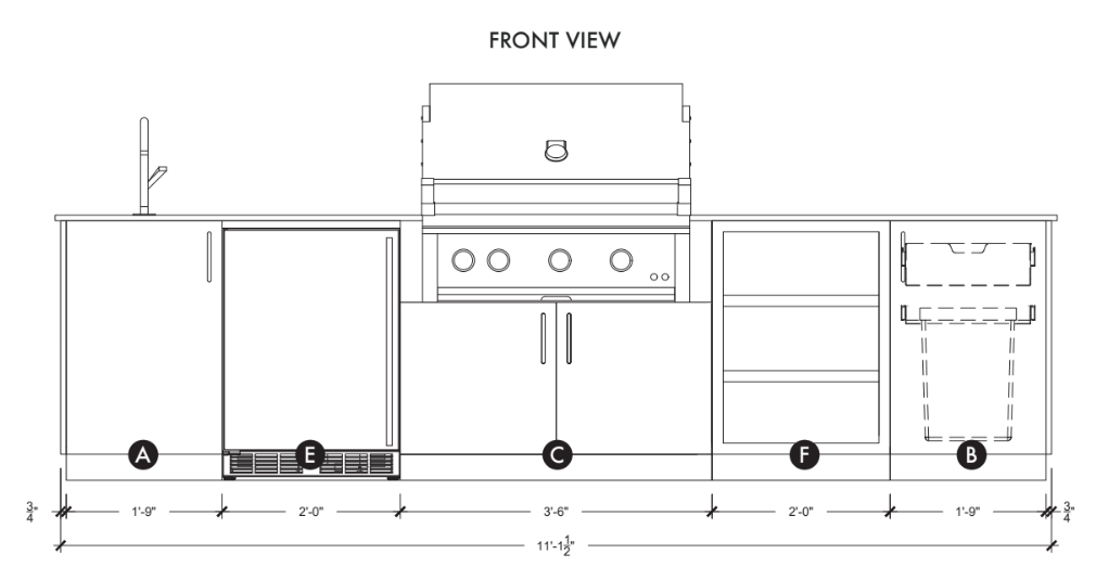 Urban Bonfire Urban Bonfire Tahoe 36 Outdoor Kitchen Barbecue Finished - Gas