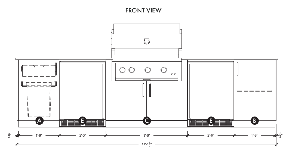 Urban Bonfire Urban Bonfire Tundra 36 Outdoor Kitchen Barbecue Finished - Gas