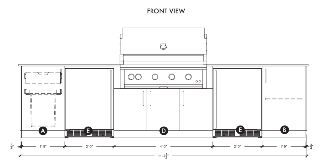 Urban Bonfire Urban Bonfire Tundra 42 Outdoor Kitchen Barbecue Finished - Gas