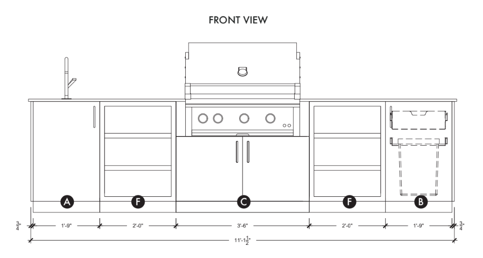 Urban Bonfire Urban Bonfire Twilight 36 Outdoor Kitchen Barbecue Finished - Gas