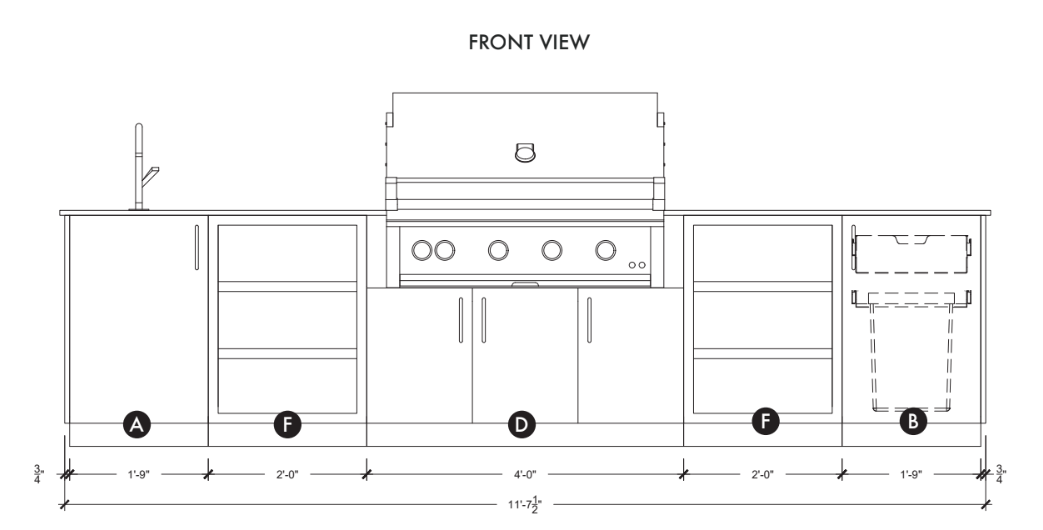 Urban Bonfire Urban Bonfire Twilight 42 Outdoor Kitchen Barbecue Finished - Gas