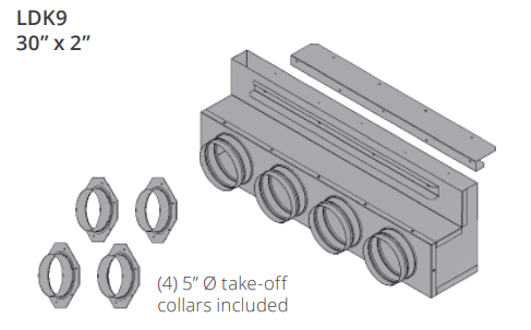 Valor Valor 30" Plenum, 4" collars - LDK9 LDK9 Fireplace Accessories