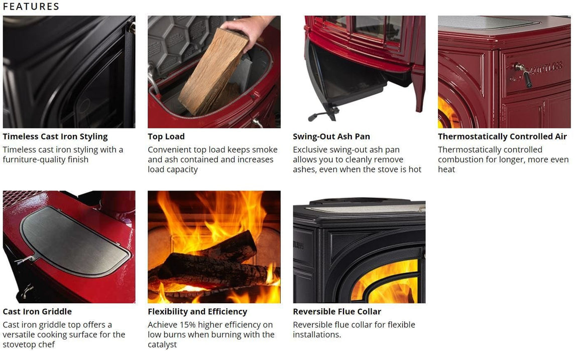 Vermont Castings Vermont Castings Dauntless Flexburn Wood Burning Stove Fireplace Finished - Wood