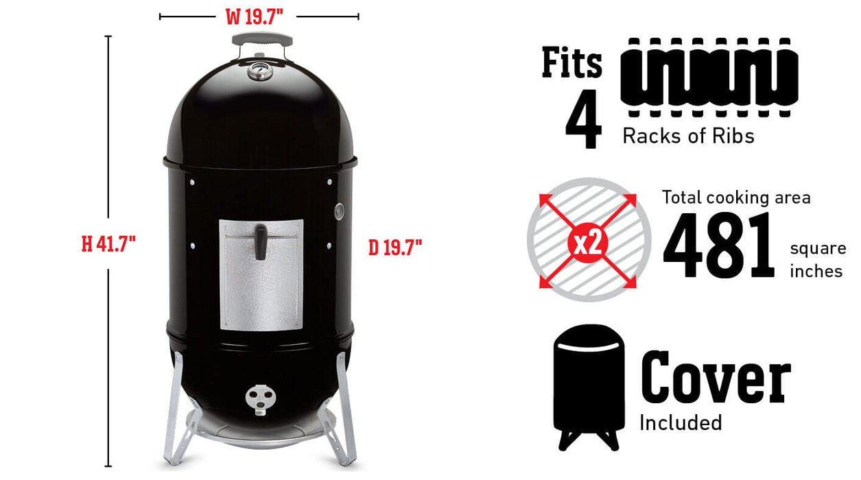 Weber Weber 18" Smokey Mountain Cooker 721001 Barbecue Finished - Charcoal 077924081576
