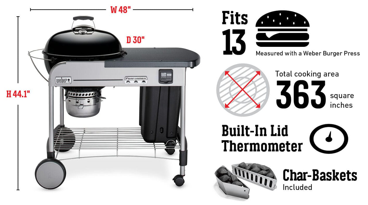 Weber Weber Performer Premium Charcoal Grill 22" Black 15401001 Barbecue Finished - Charcoal