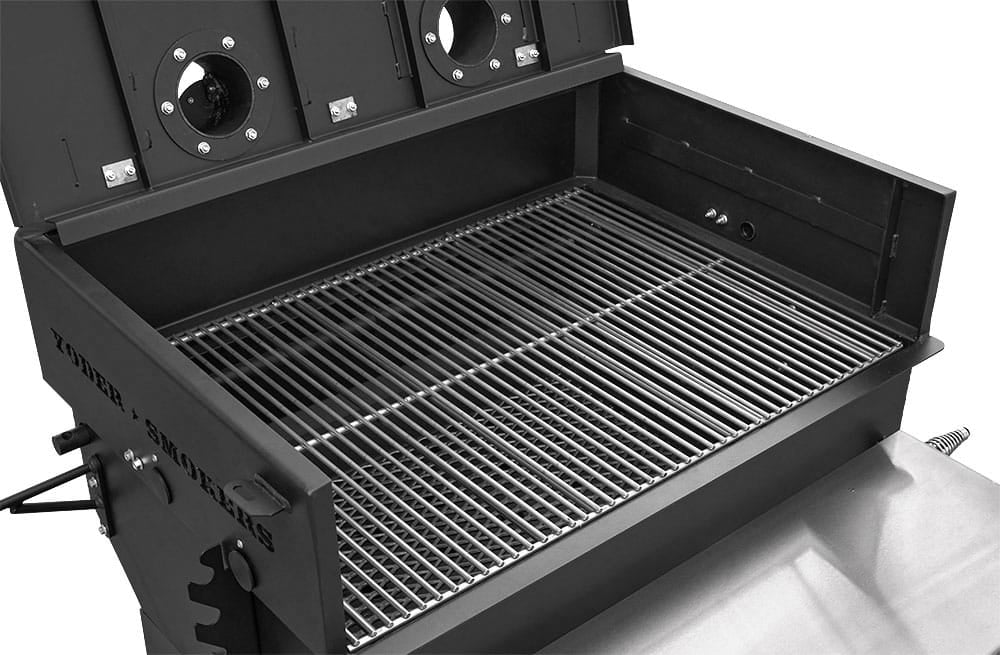 Yoder Chrome Stack Yoder 24x36 Flat Top Charcoal Grill (Dual Smoke Stack) — Chadwicks & Hacks