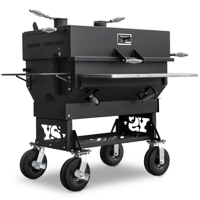 Yoder Chrome Stack Yoder 24x36 Flat Top Charcoal Grill (Dual Smoke Stack) — Chadwicks & Hacks