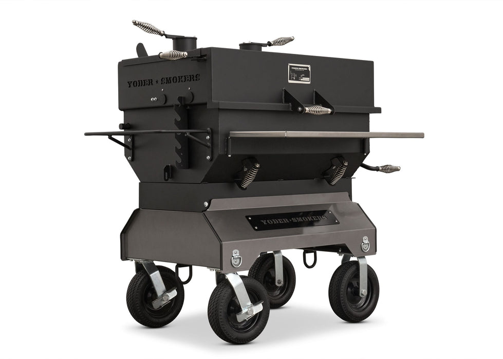 Yoder Yoder 24x36 Flat Top Competition Charcoal Grill (Dual Smoke Stack) Barbecue Finished - Charcoal